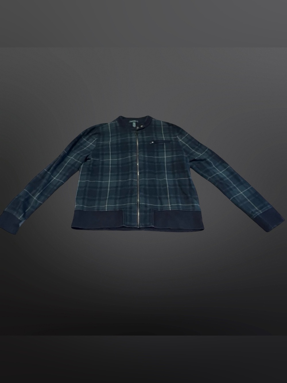 Lauren Jeans Co Ralph Lauren Green Plaid Full Zip Bomber Jacket Women’s Large